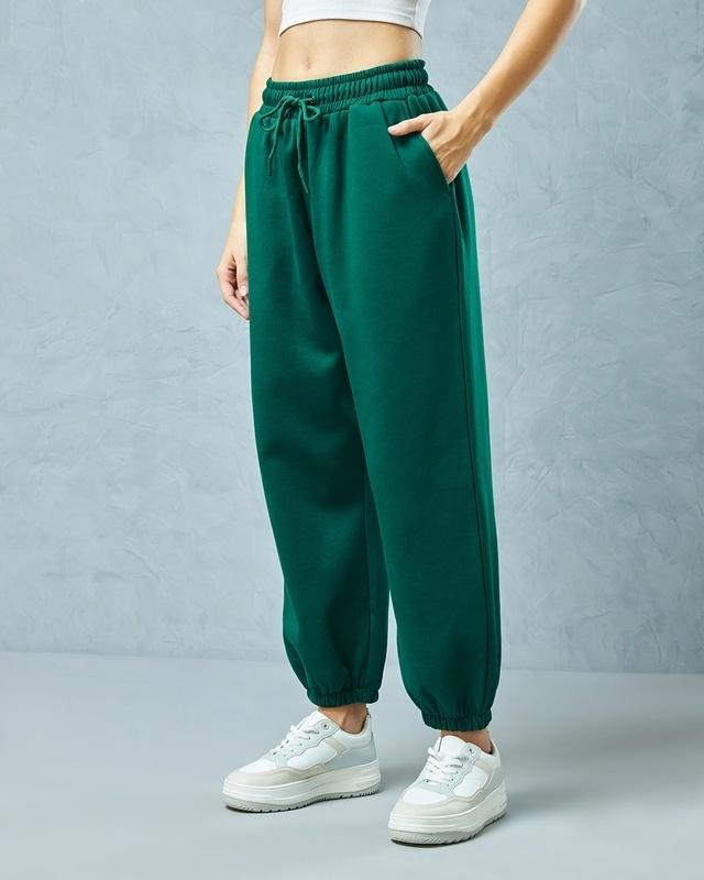 women's green super loose fit joggers