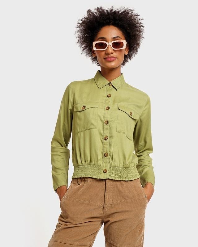 women's green waist top