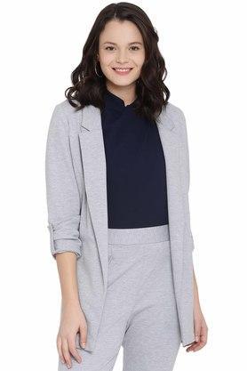 women's grey deconstructed long jacket - grey