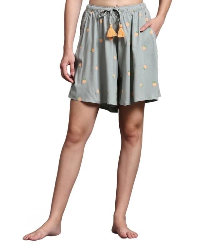 women's grey peach art printed loose comfort fit skorts