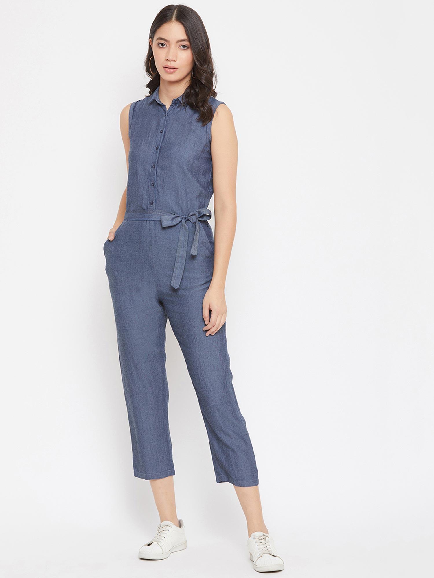 women's grey solid jumpsuits