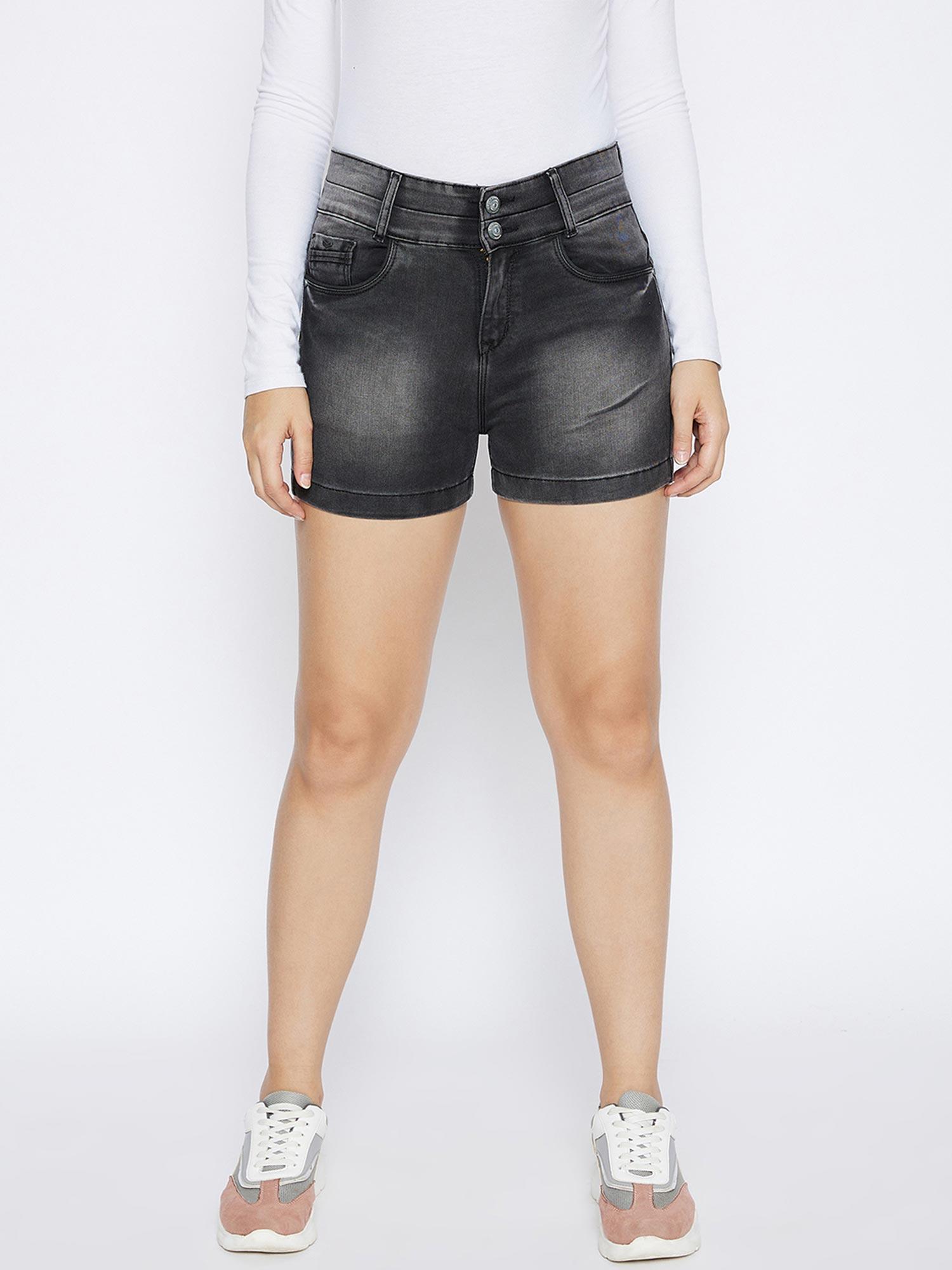 women's grey solid shorts