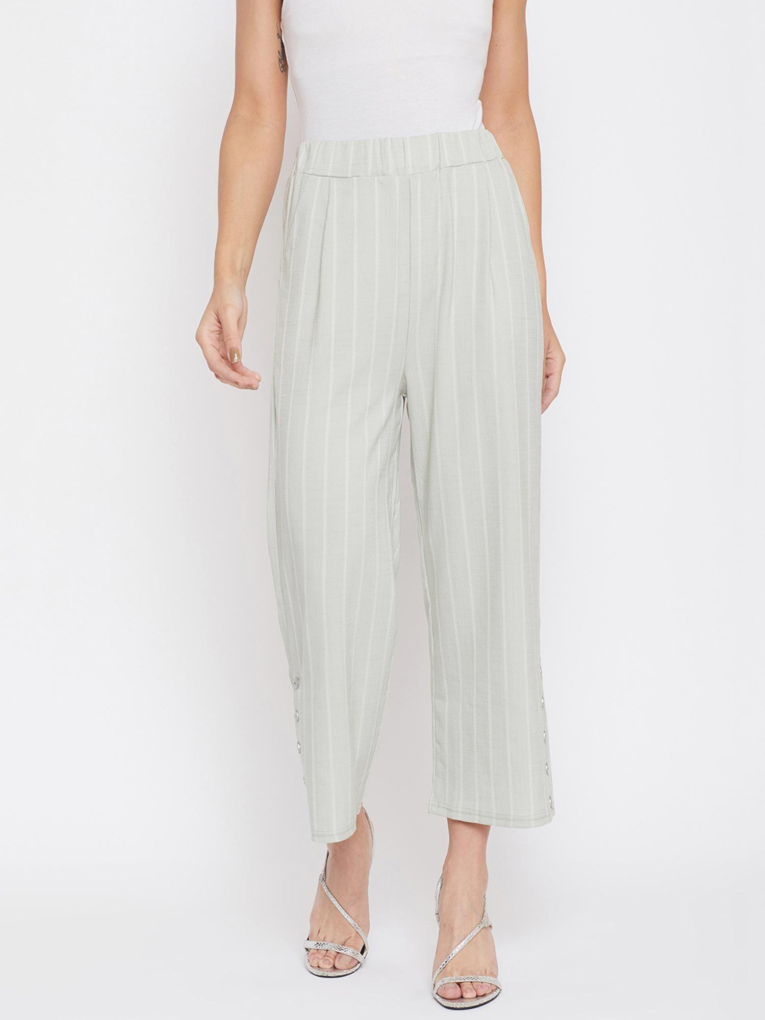 women's grey stripes trousers