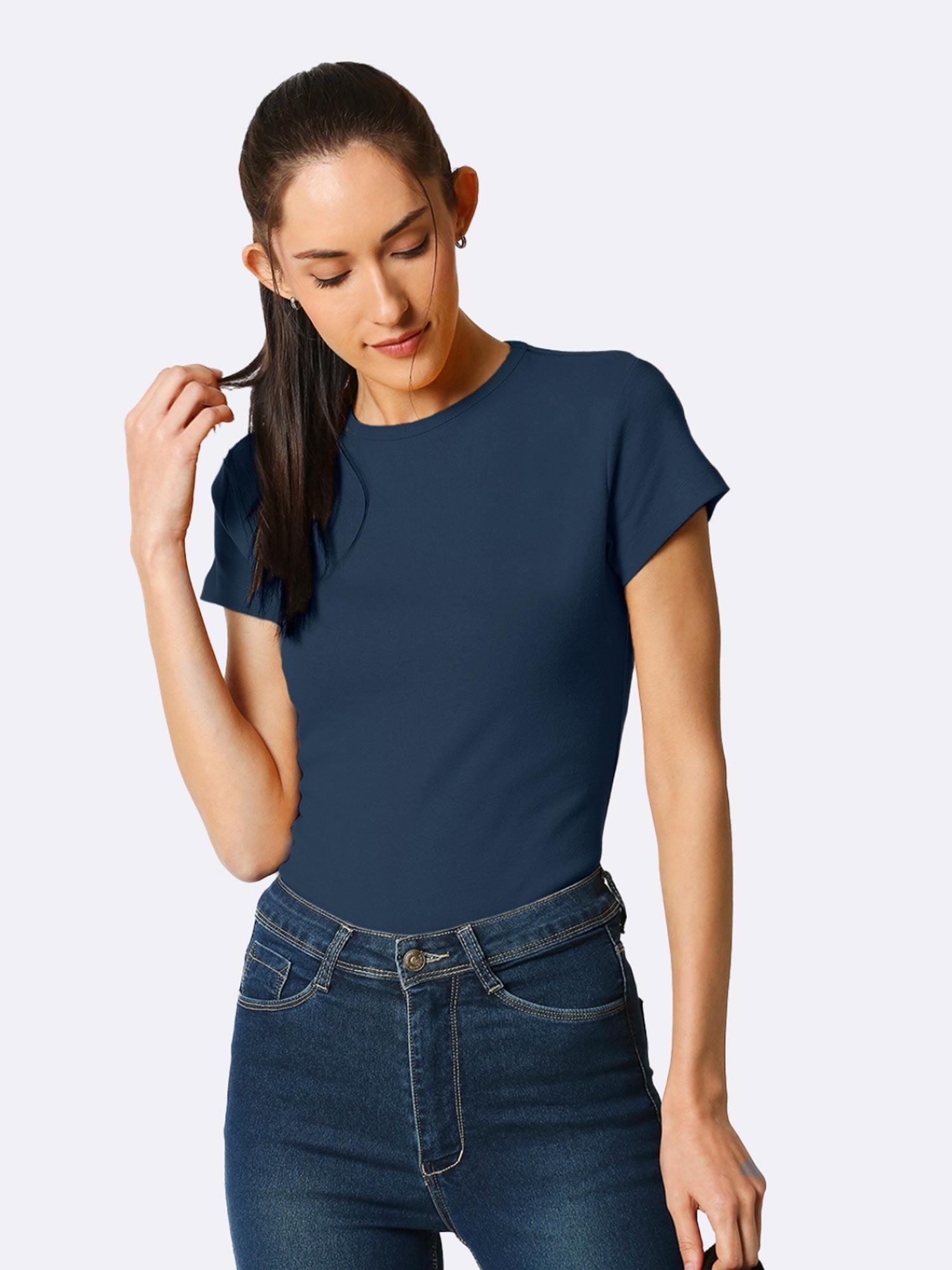 women's half sleeve rib t-shirt