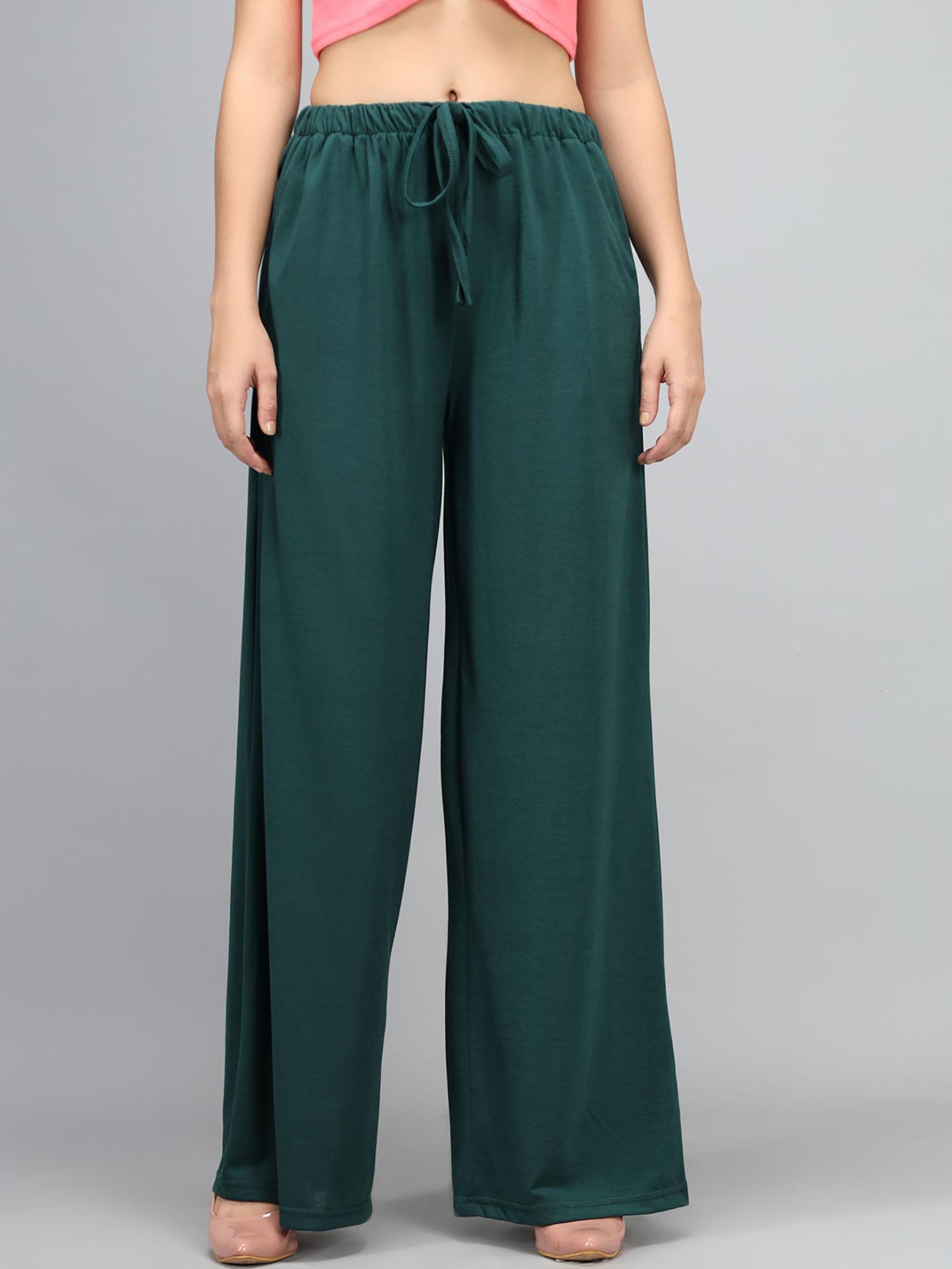 women's high rise poly lycra green trouser