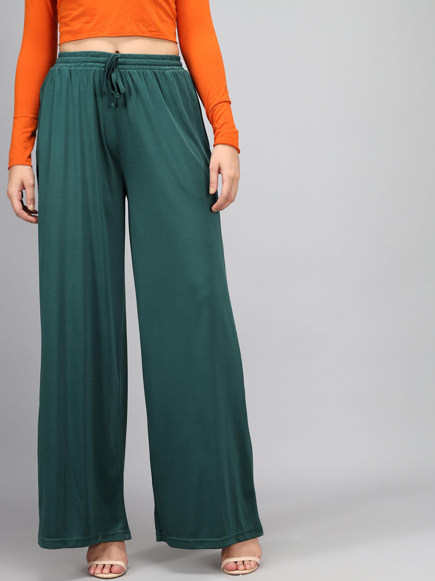 women's high rise poly lycra green trouser