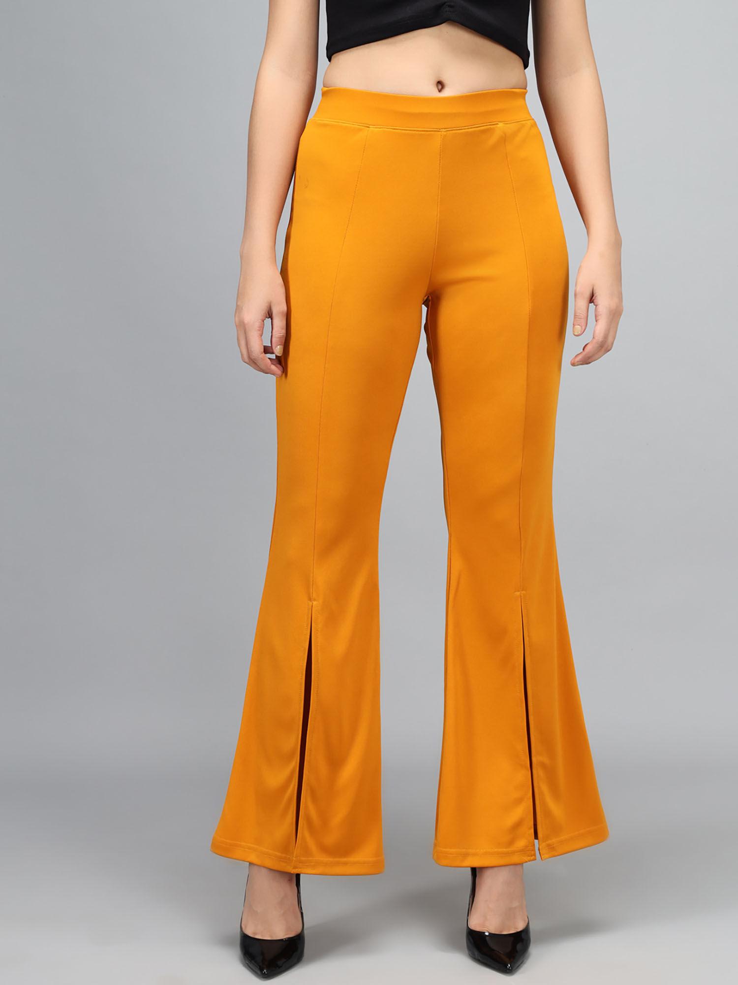 women's high rise poly lycra orange trouser
