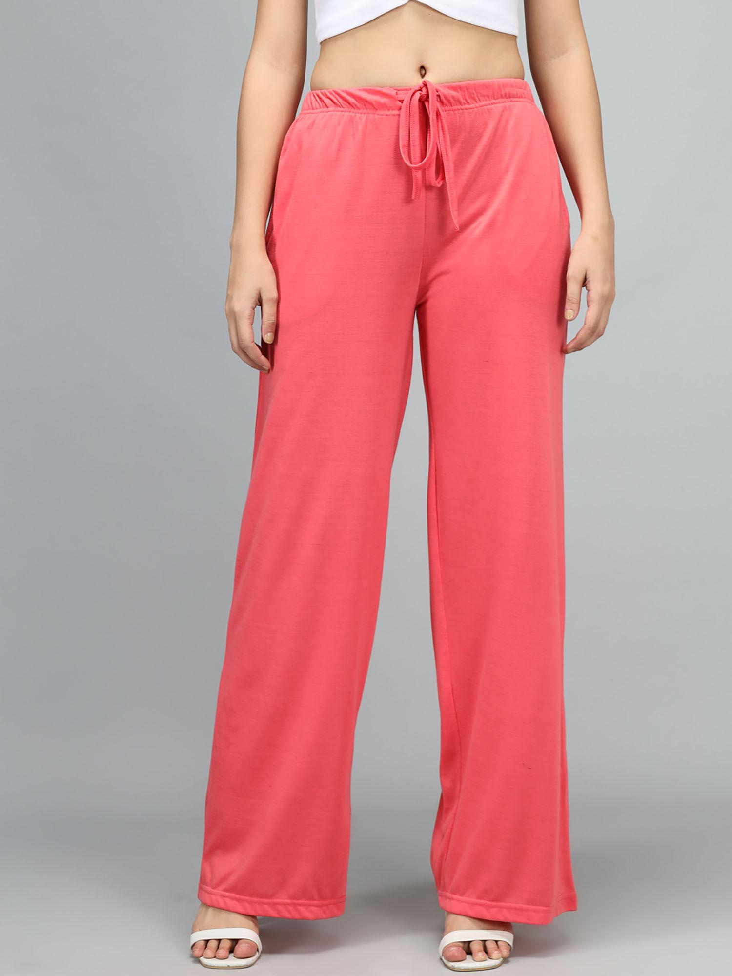 women's high rise poly lycra pink trouser