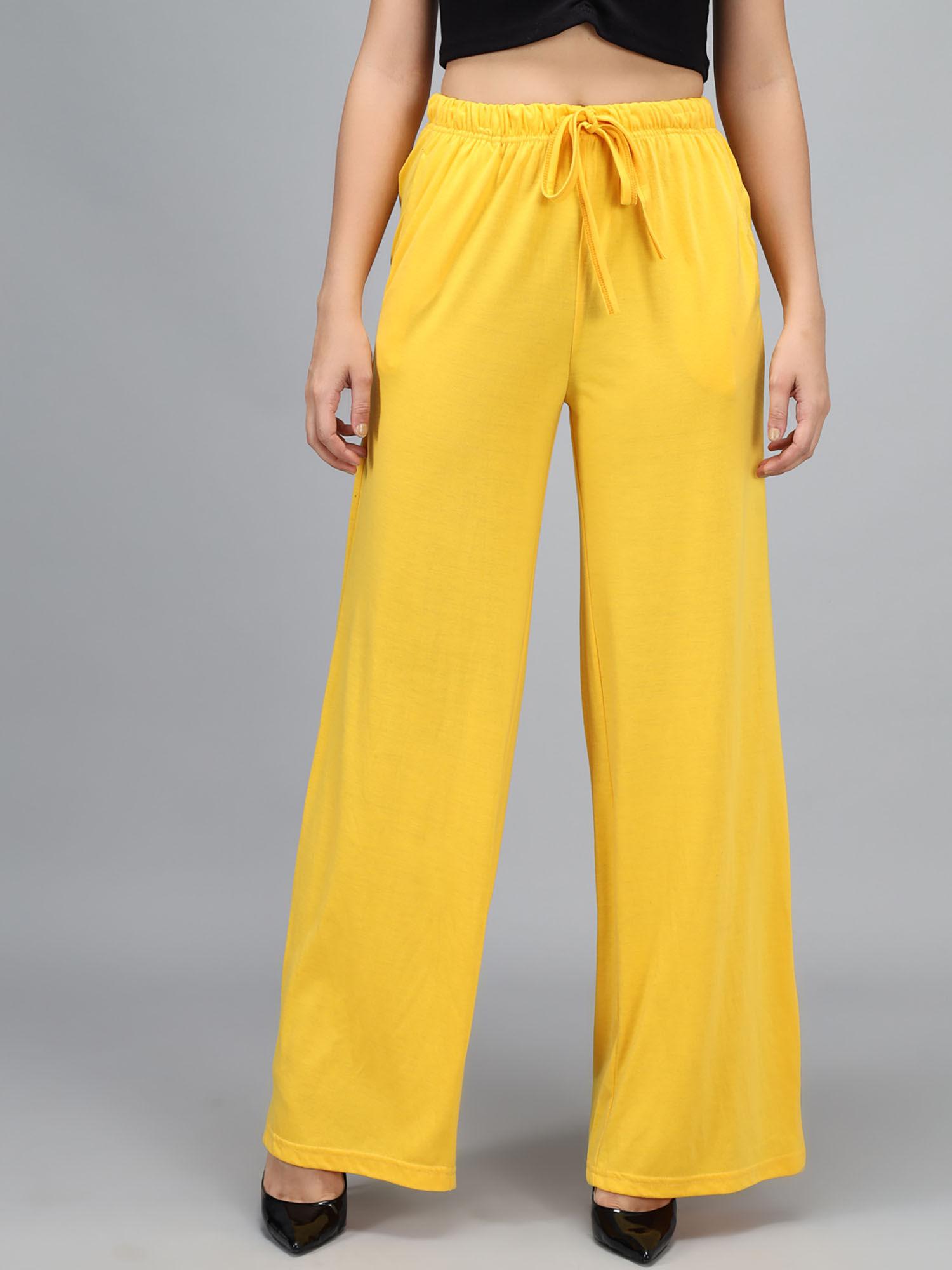 women's high rise poly lycra yellow trouser