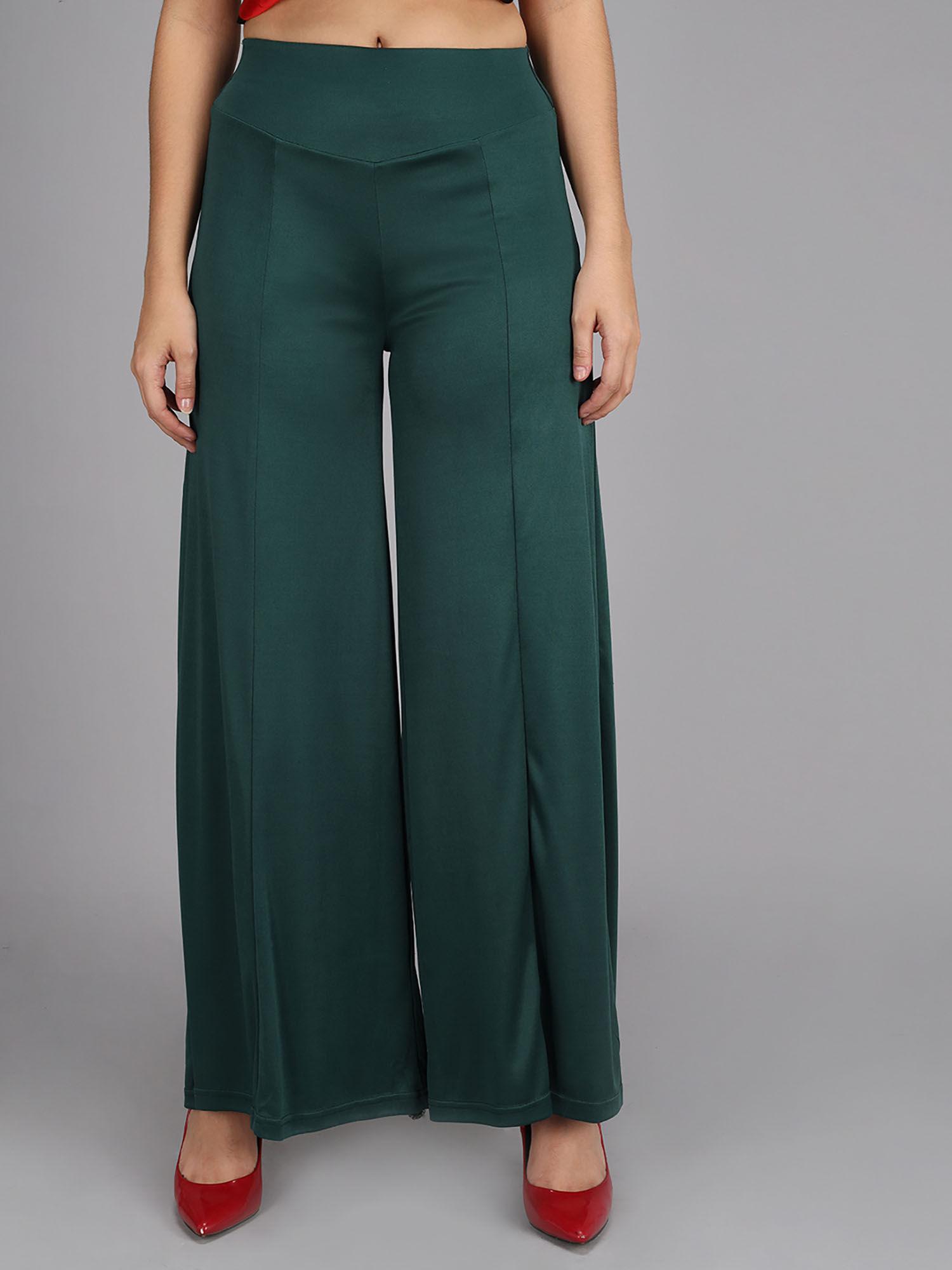 women's high rise pure green palazzo