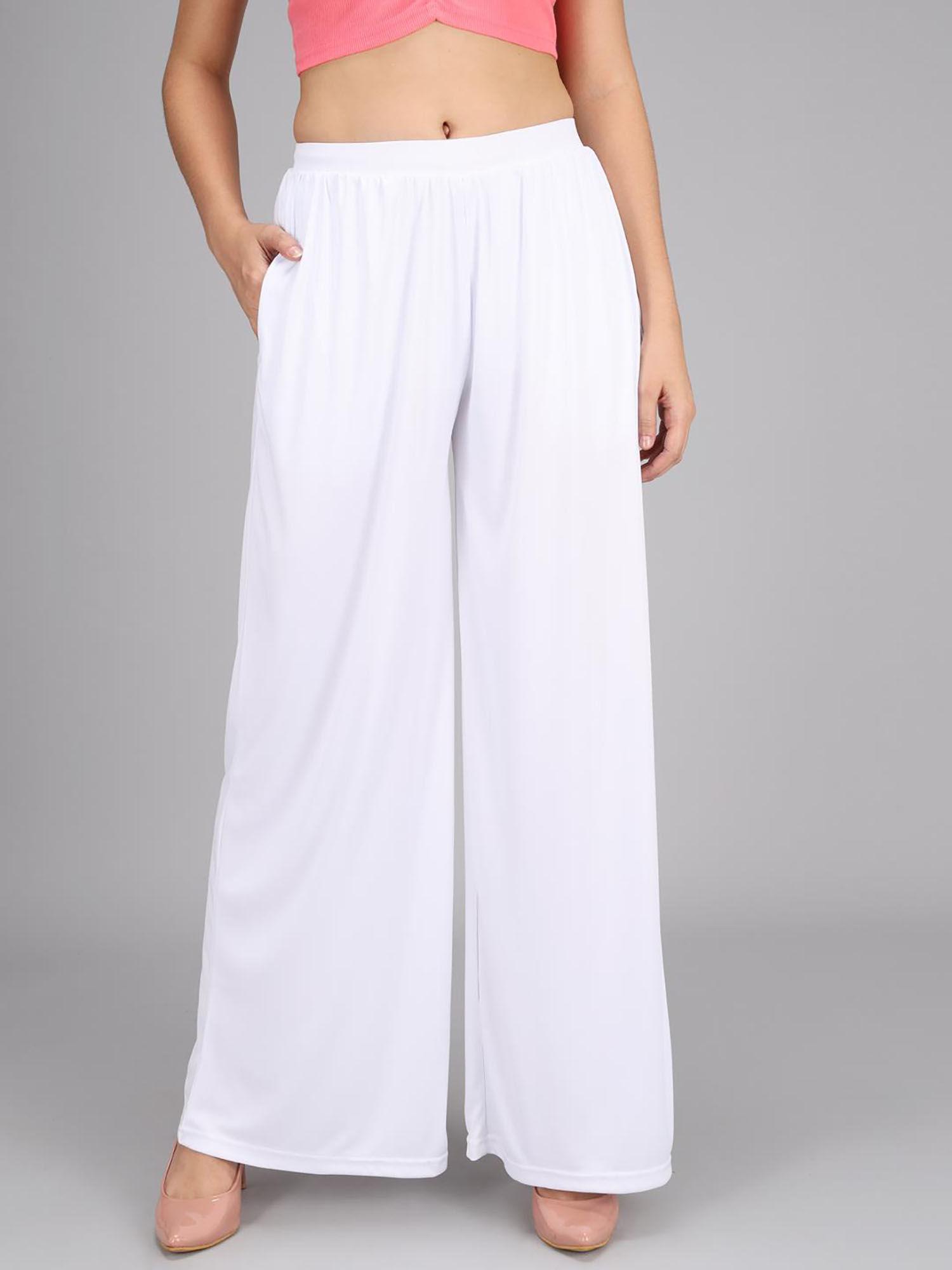 women's high rise pure white palazzo