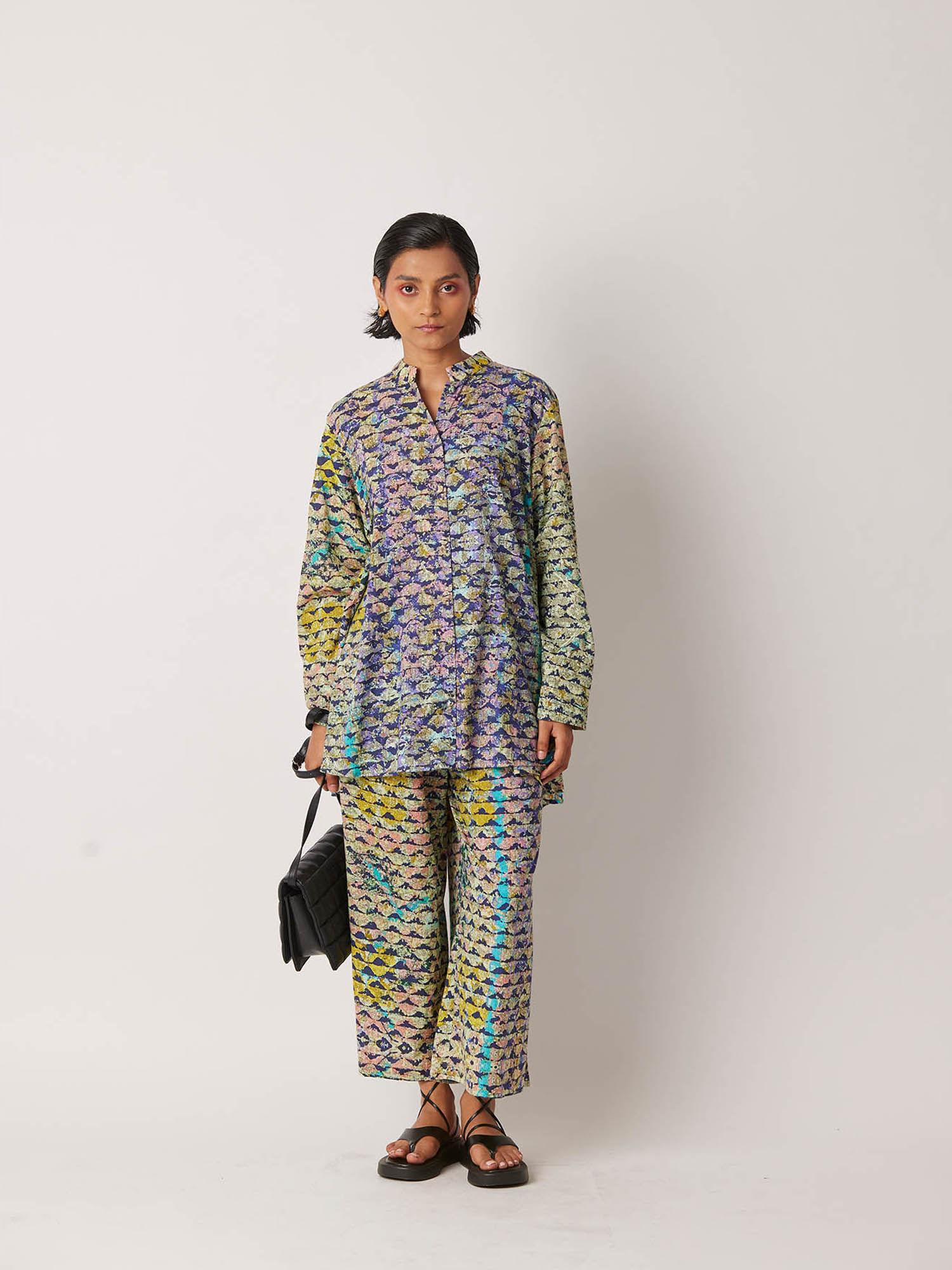 women's icra printed multi-color shirt