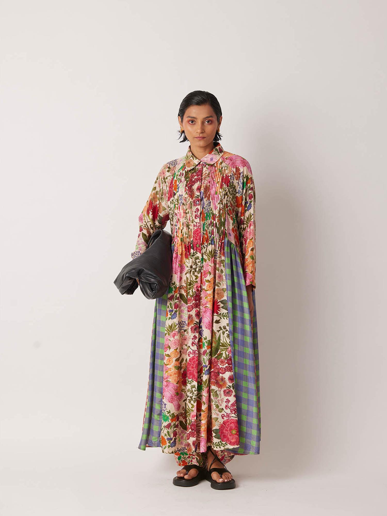 women's imfy floral & printed multi-color anarkali kurta