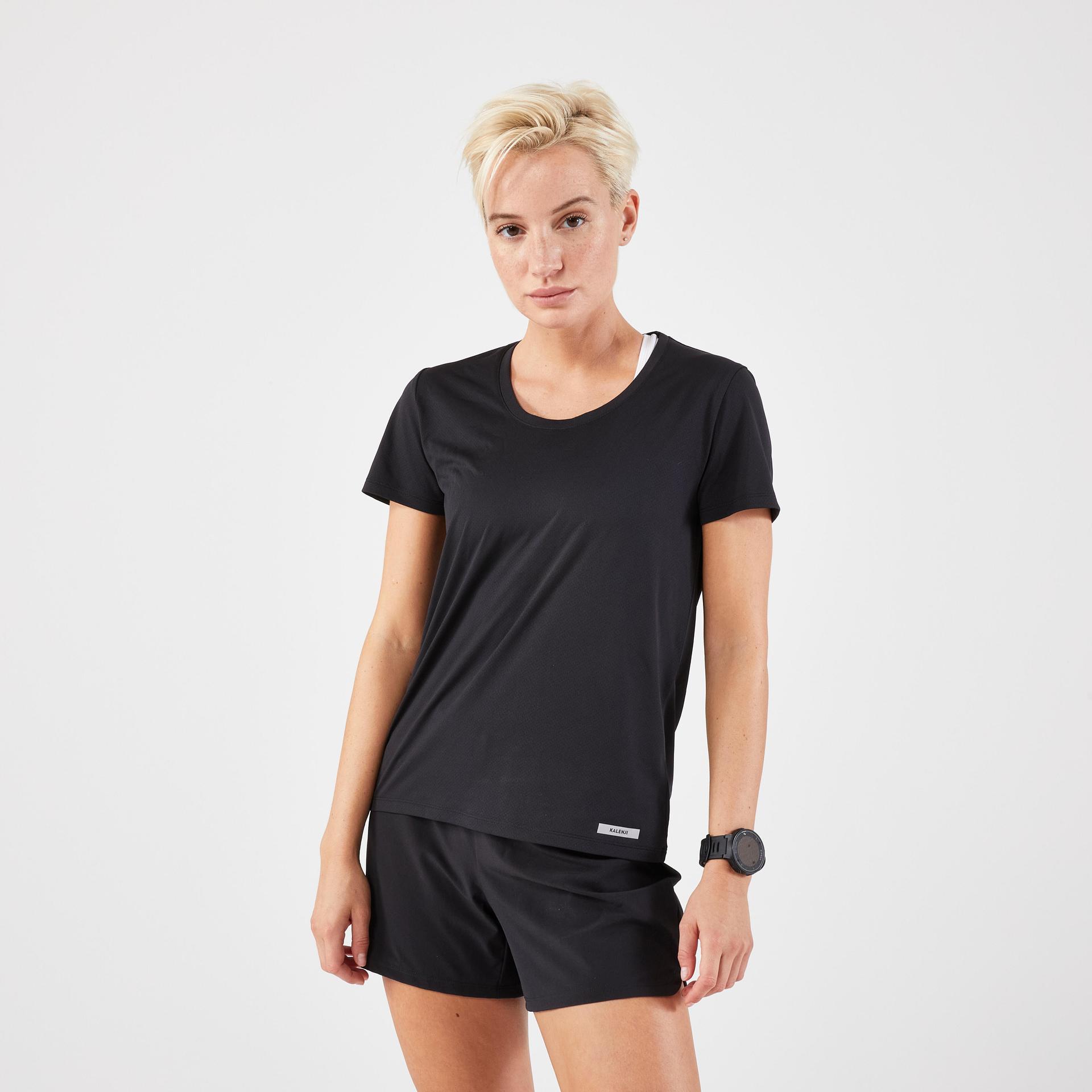 women's kiprun run 100 running t-shirt - black