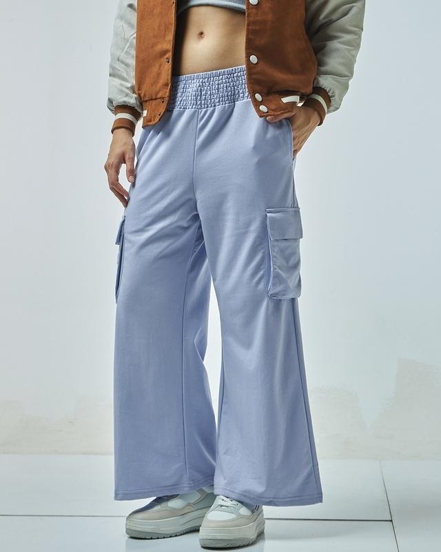 women's lavender flared cargo track pants