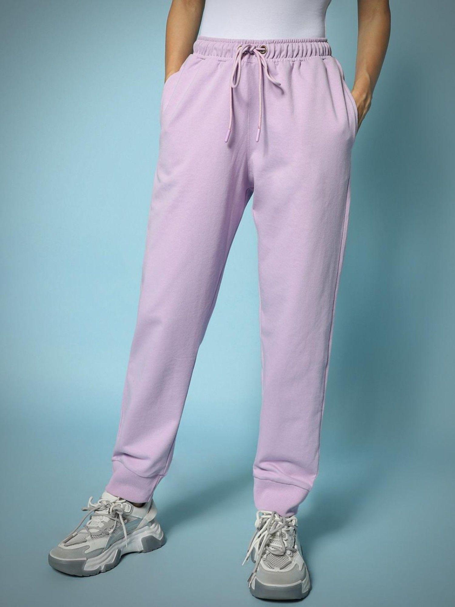 women's lavender solid boxy joggers