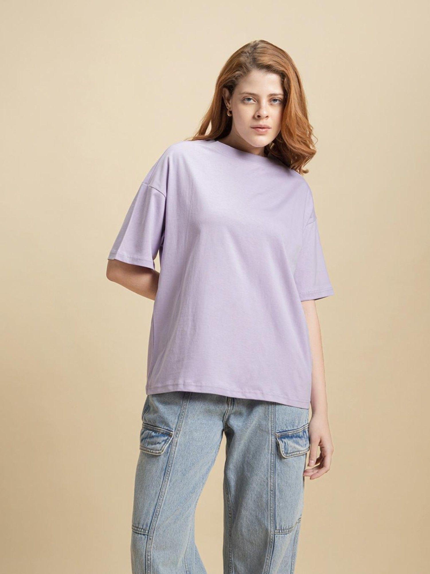 women's lavender solid boxy t-shirt