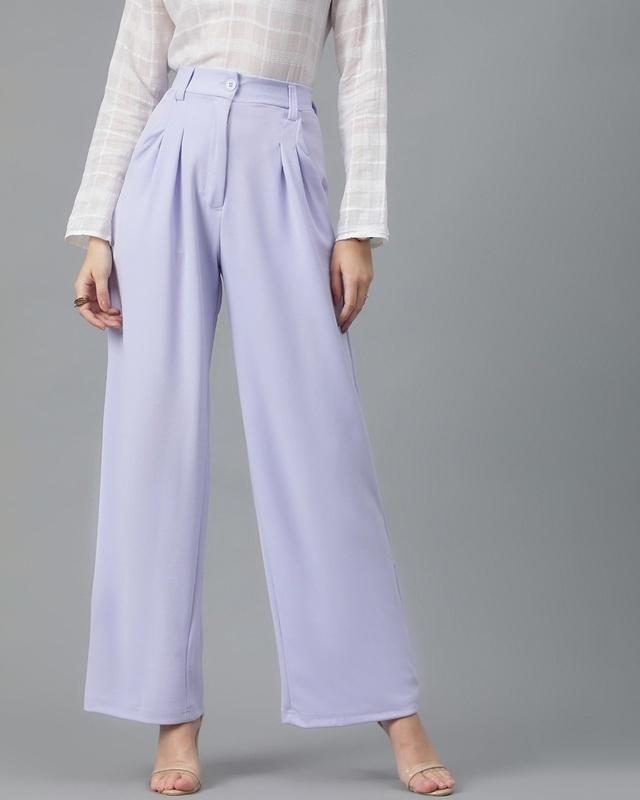 women's lilac purple straight fit trousers