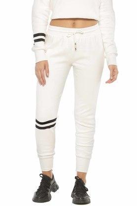 women's love white printed stripe jogger pants - white