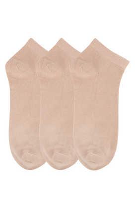 women's low ankle length cotton socks - pack of 3 - natural
