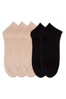 women's low ankle length cotton socks - pack of 5 - multi