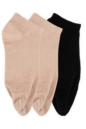 women's low ankle length cotton thumb socks pack of 3 - multi