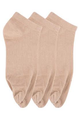women's low ankle length cotton thumb socks pack of 3 - natural