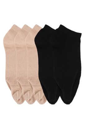 women's low ankle length cotton thumb socks pack of 5 - multi