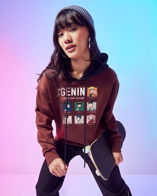 women's maroon genins graphic printed oversized hoodies