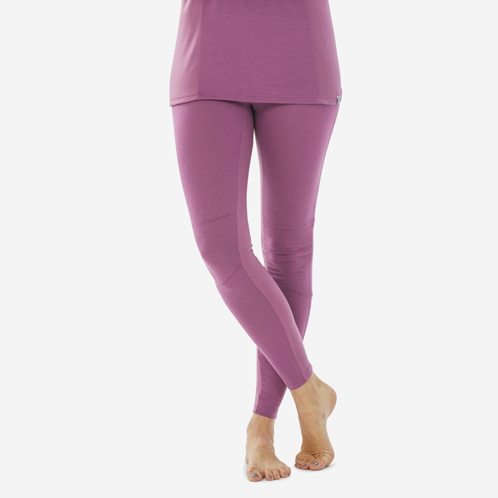 women's merino wool ski base layer bottoms  - bl 900 - pink