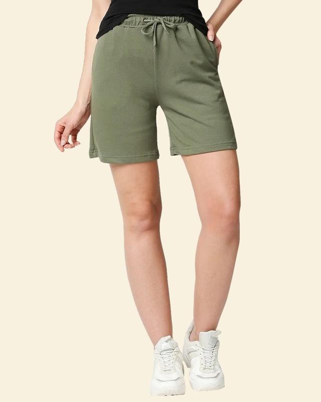women's moss green shorts