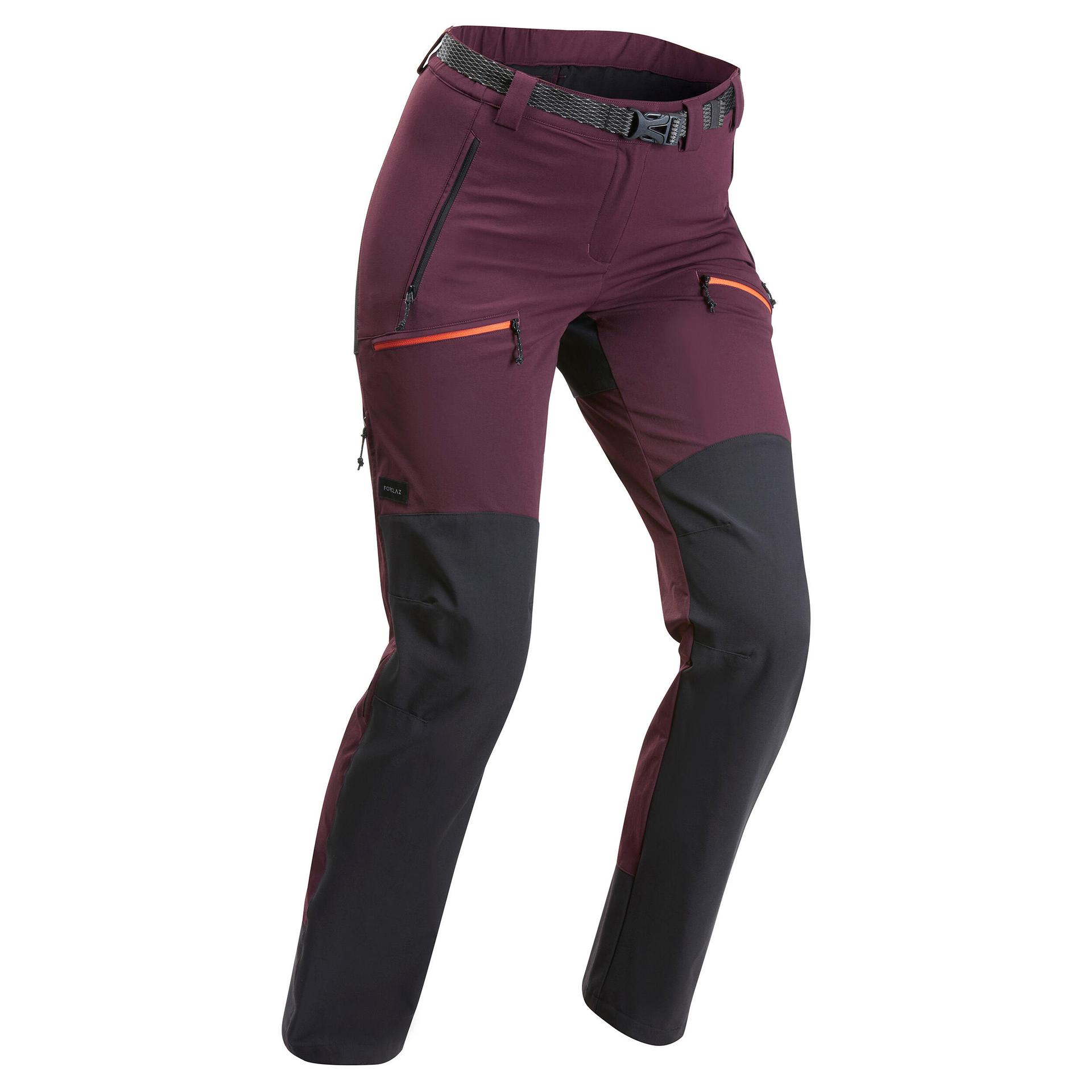 women's mountain trekking water-repellent trousers mt900 - maroon