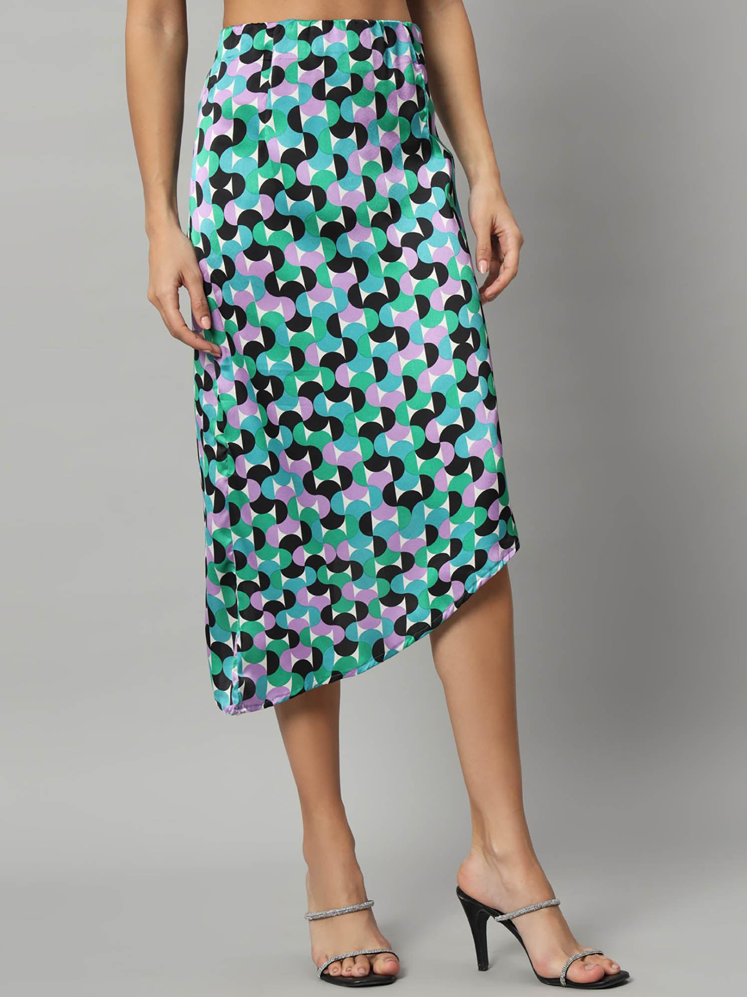 women's multicolor asymmetric skirt