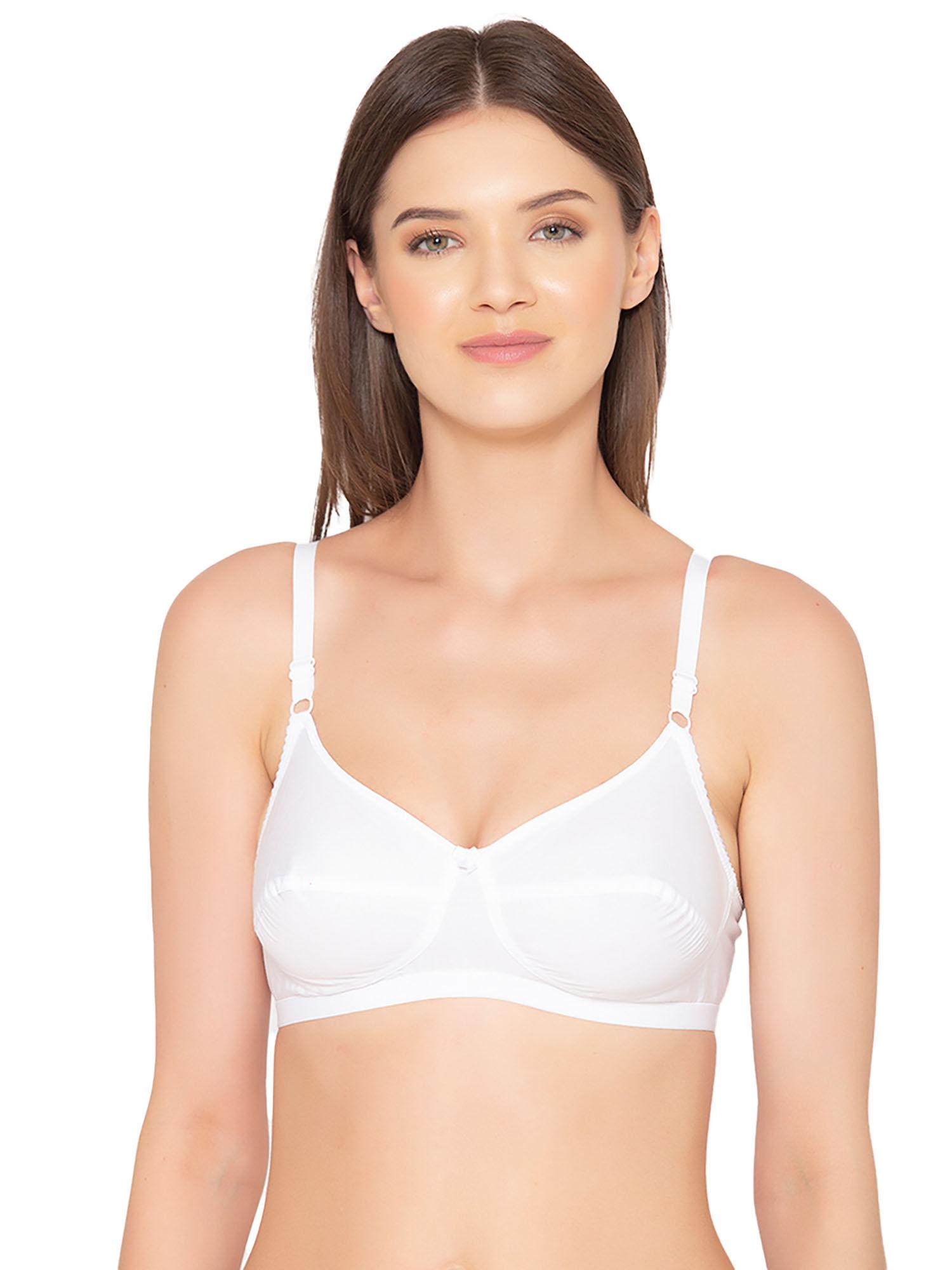 women's non-padded non-wired full coverage cotton bra - white