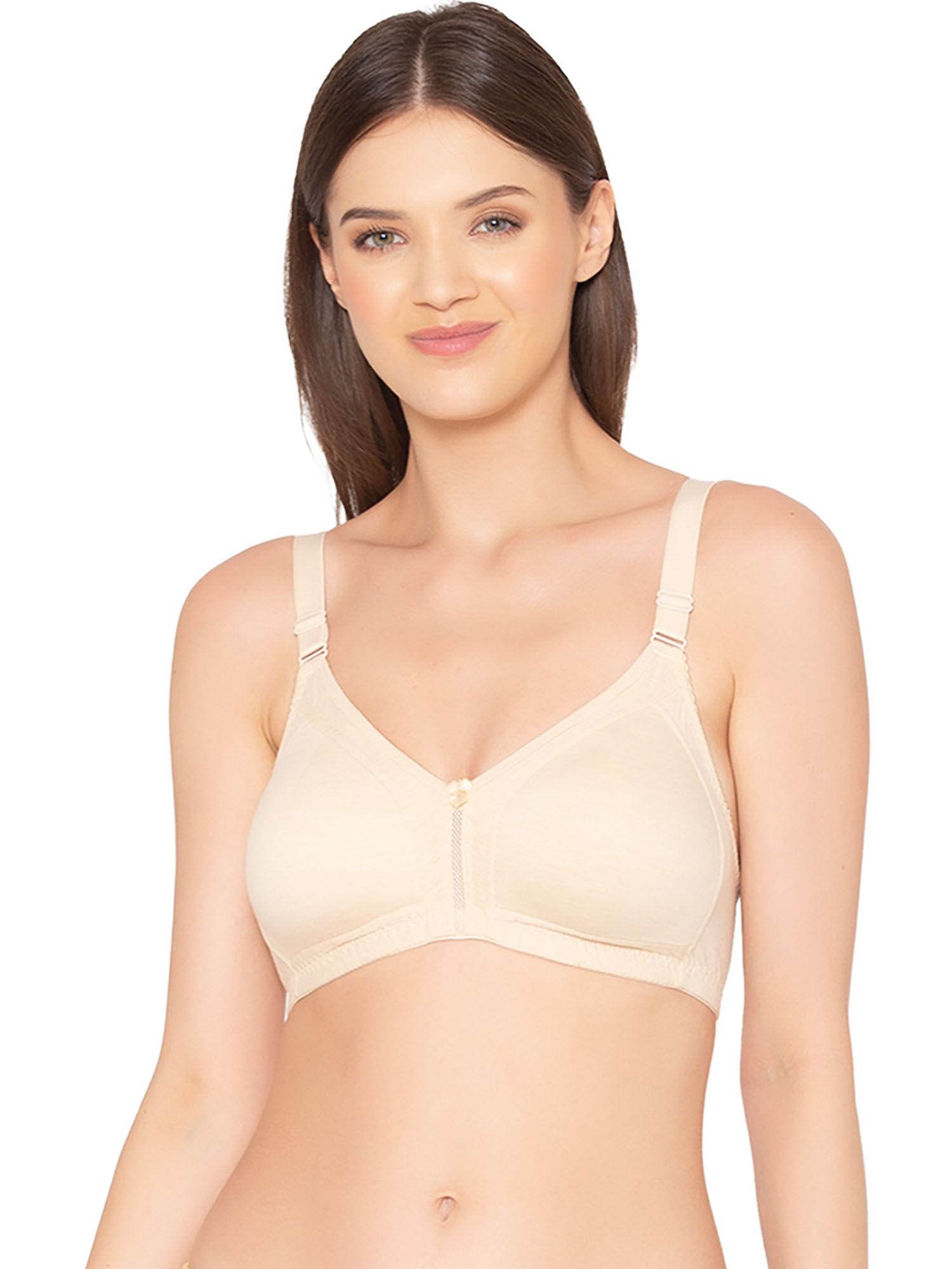 women's non-padded supima cotton spacer and minimiser bra - beige