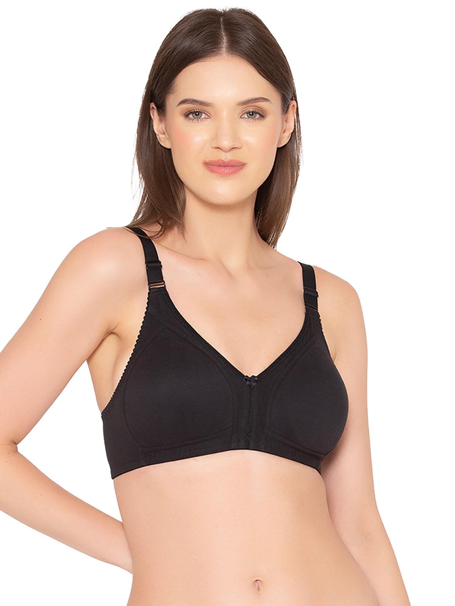 women's non-padded supima cotton spacer and minimiser bra - black