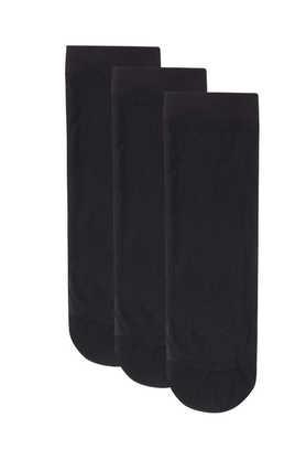women's nylon ankle length transparent socks - pack of 3 pairs - black