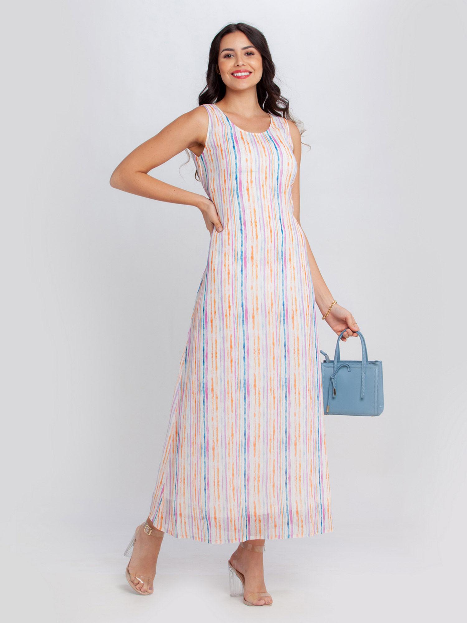 women's off white printed maxi dresses