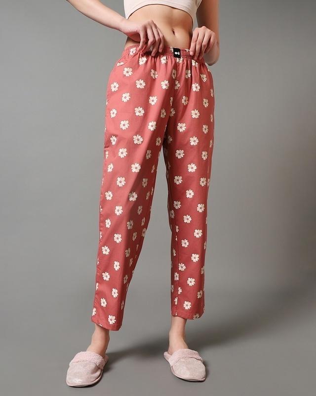 women's orange all over printed pyjamas