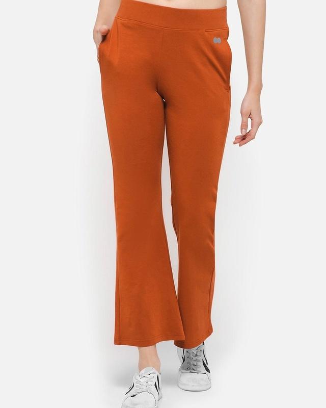 women's orange flared activewear casual pants