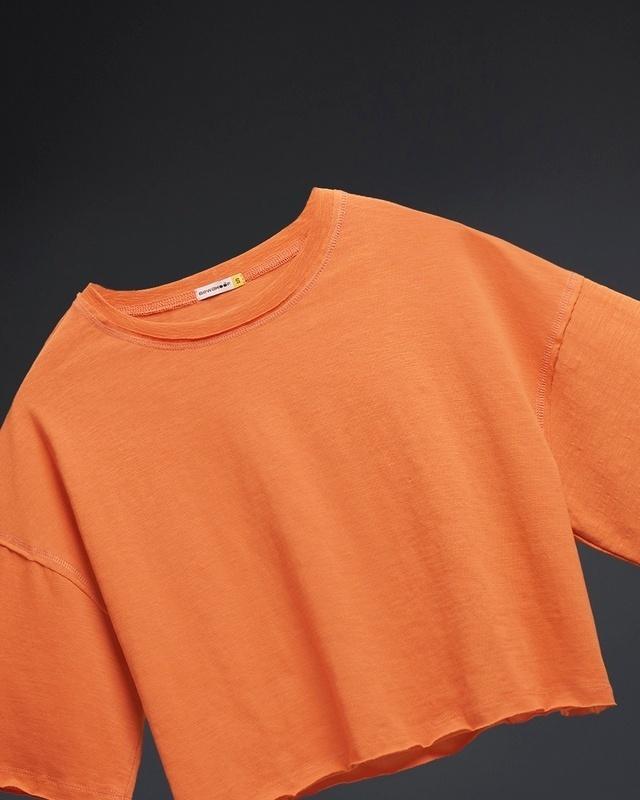 women's orange oversized short top