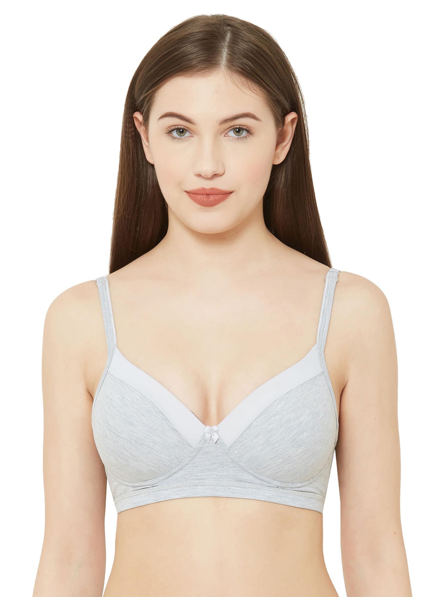 women's padded non wired bra -candy grey