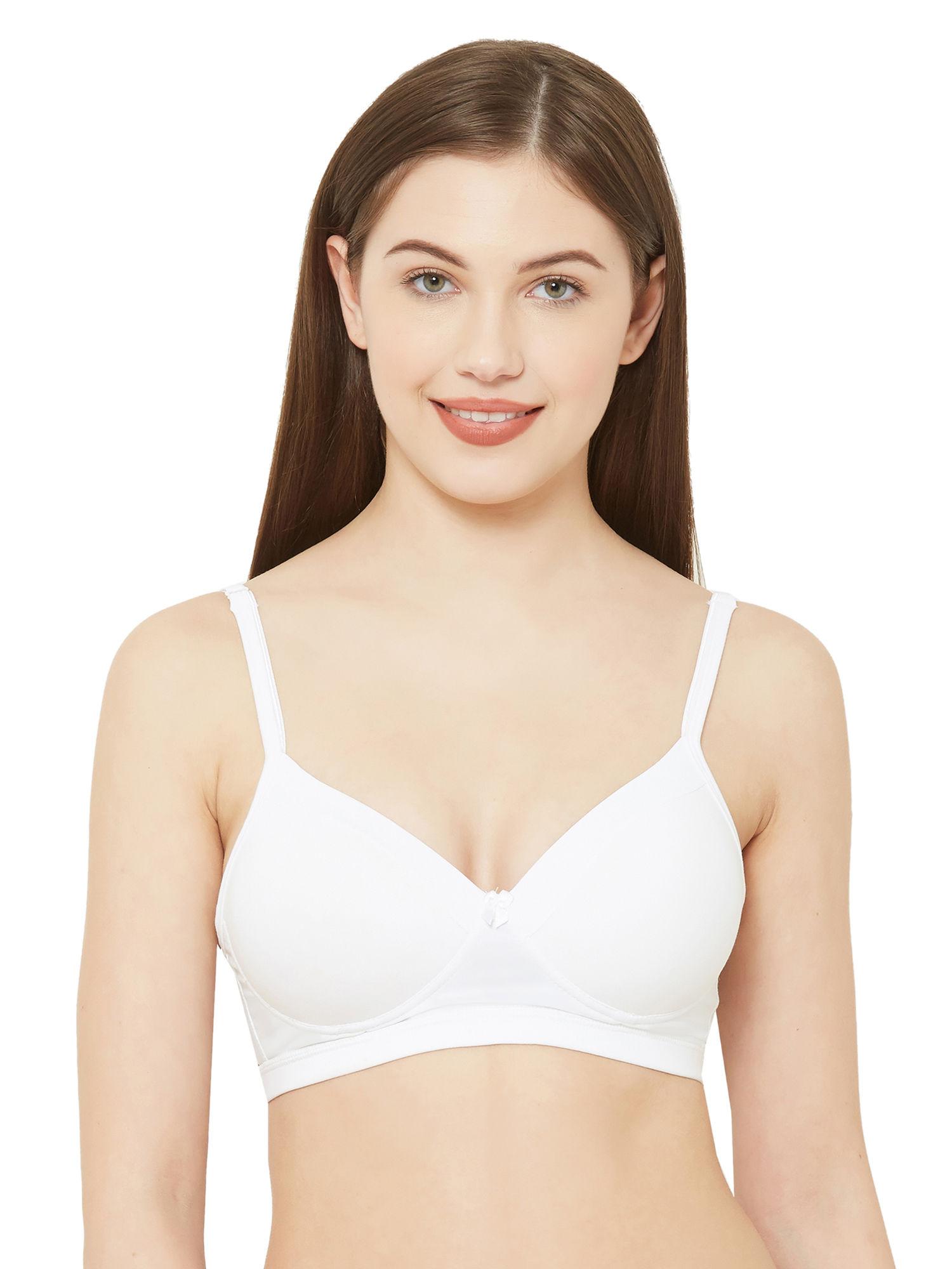 women's padded non wired bra -candy white