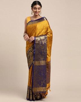 women's paisley butta zari woven desinger banarasi silk blend saree saree