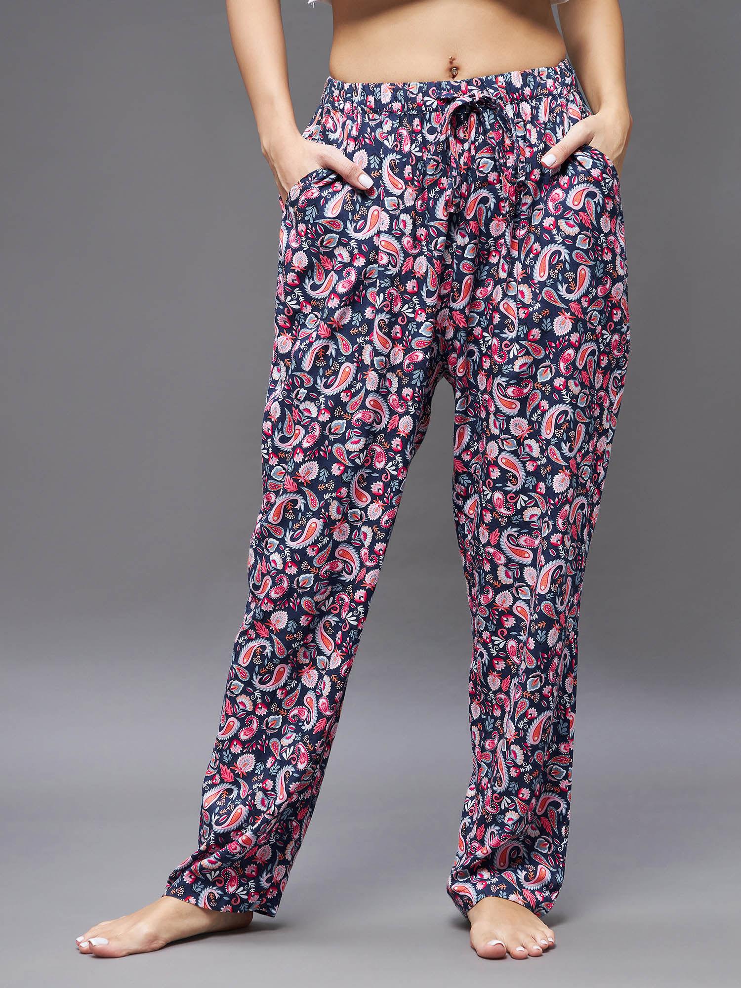 women's paisley print tie-up waist regular pyjama