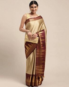 women's paisley zari woven desinger banarasi silk blend saree saree