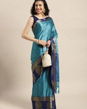 women's paisley zari woven desinger banarasi silk blend saree saree