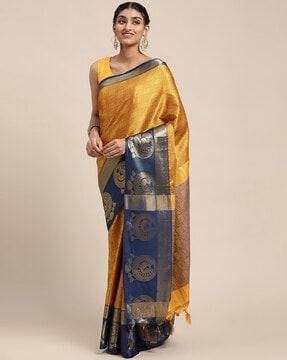 women's paisley zari woven desinger banarasi silk blend saree saree