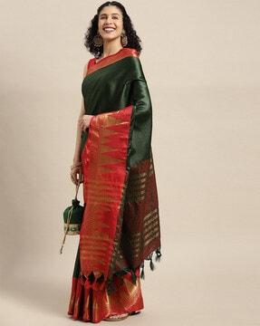 women's paisley zari woven desinger banarasi silk blend saree saree