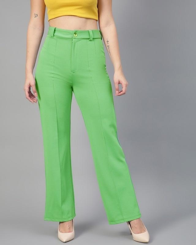 women's parakeet green straight fit trousers